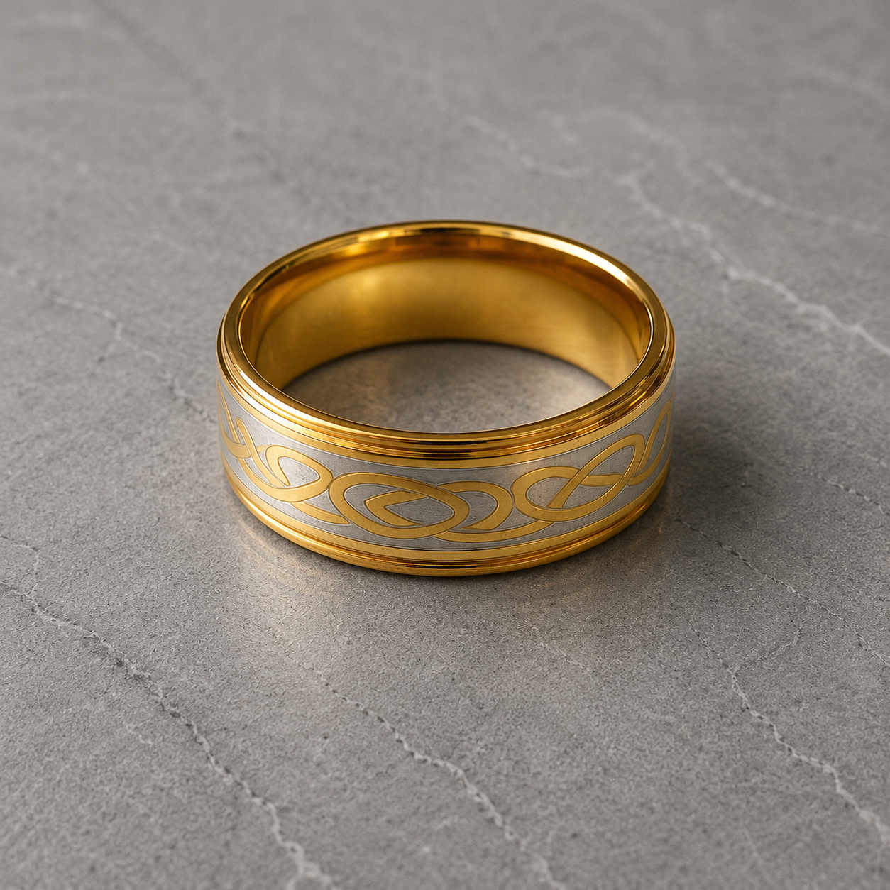 Anello da uomo celtico dorato taglia 12 - 21,4 mm