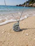 Collier Pendentif Escargot de Mer en Acier Inoxydable Argenté – 40 + 5 cm – Style Marin
