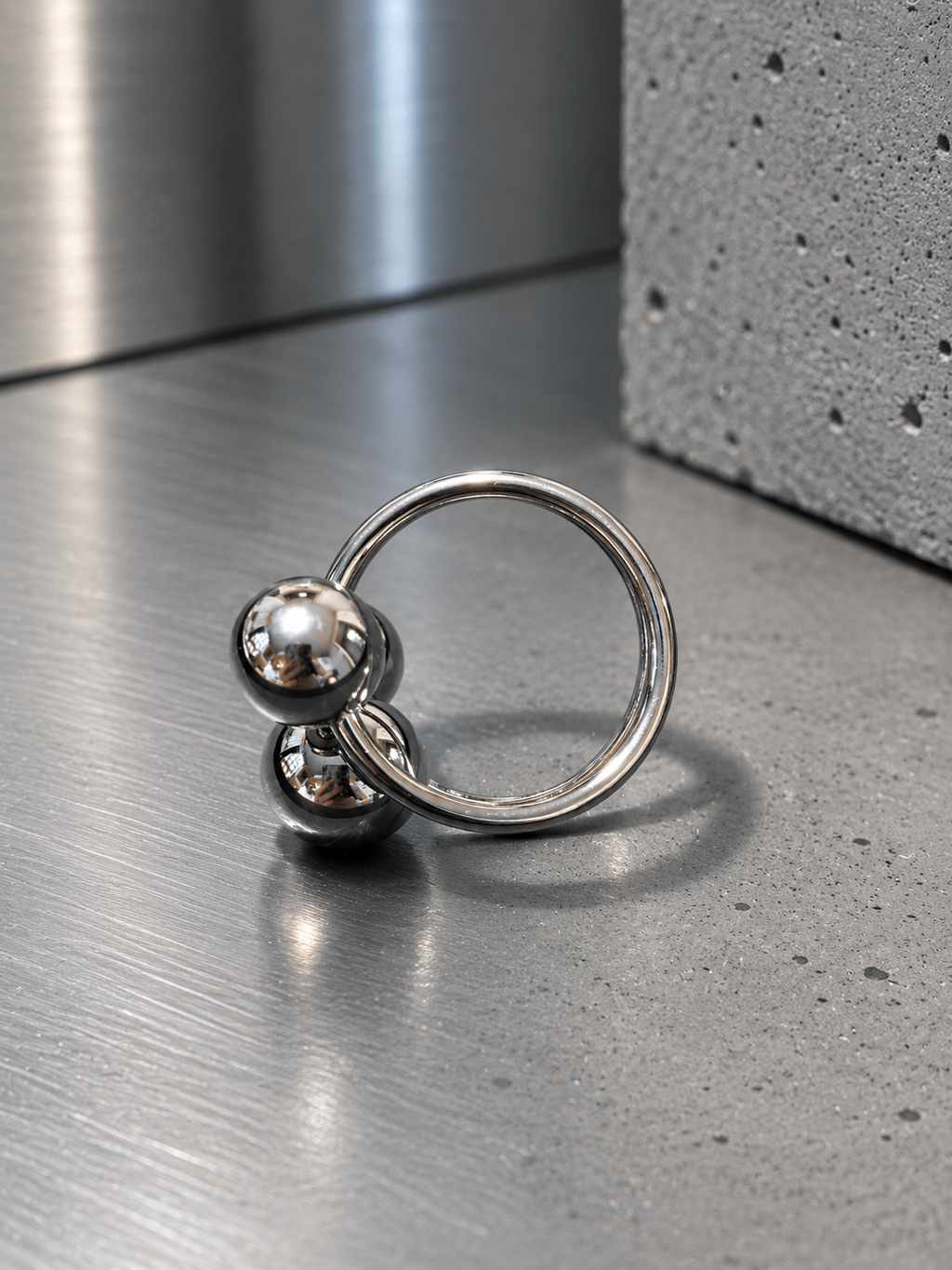 Anello circolare in acciaio inossidabile argentato, misura 56 - 17,8 mm