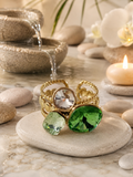 Bague Ajustable en Acier Inoxydable avec Cristal Vert Clair