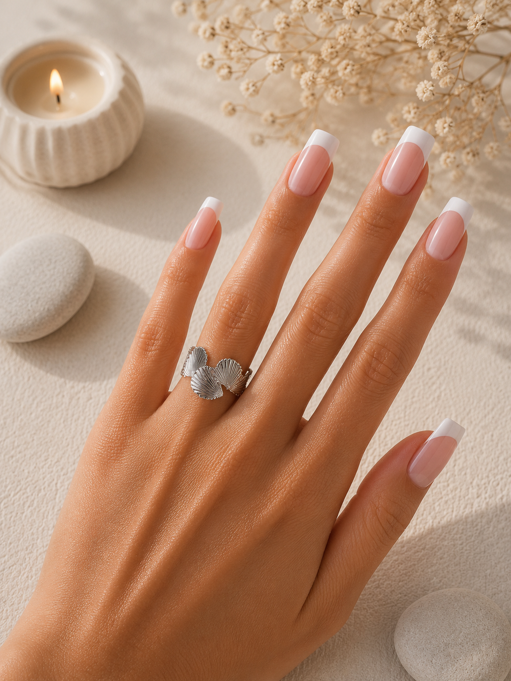 Anello aperto foglie di Ginkgo intrecciate argentato