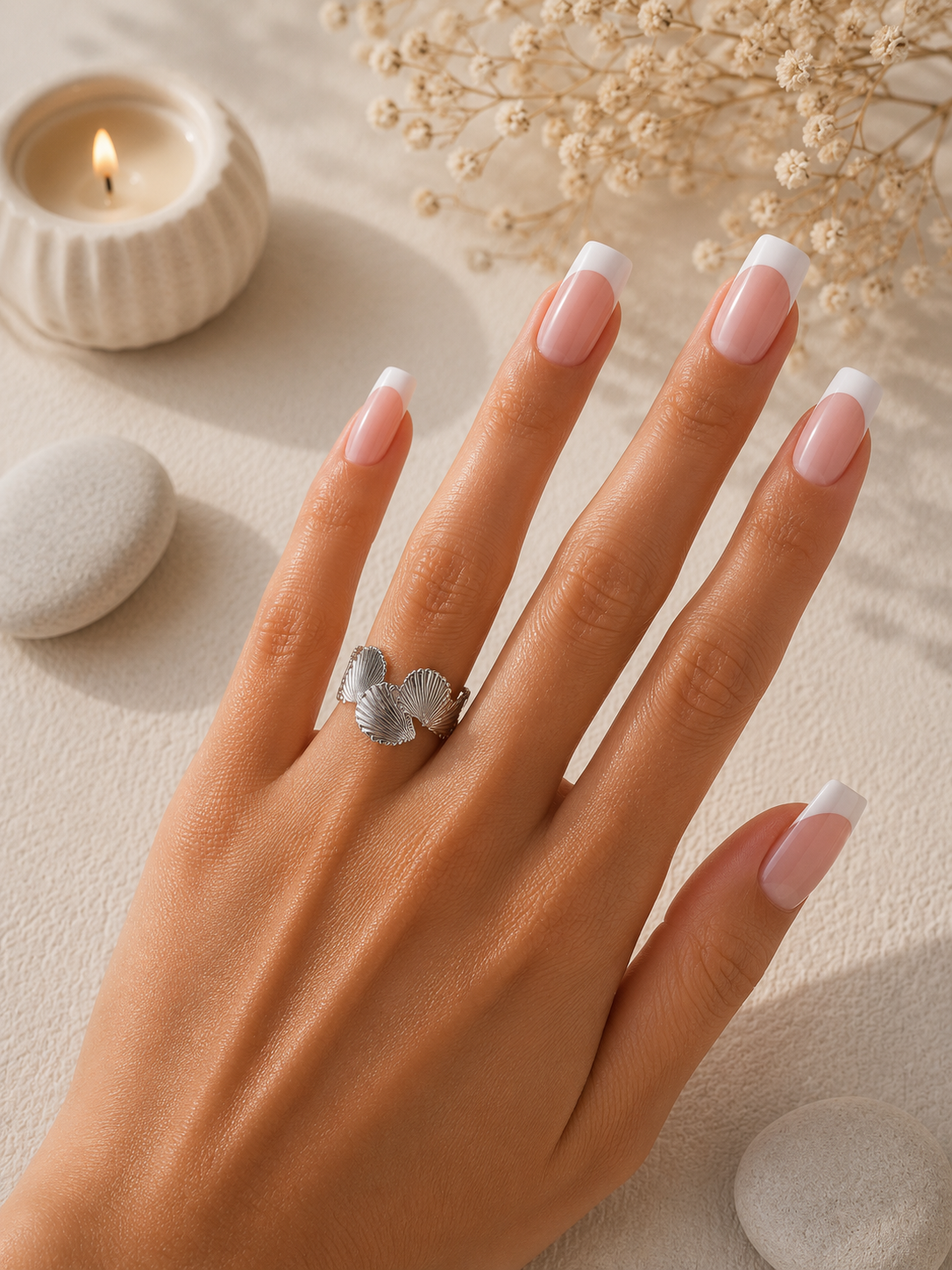 Anello aperto foglie di Ginkgo intrecciate argentato
