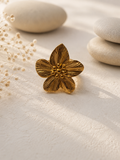 Bague Fleur Dorée en Acier Inoxydable – Ajustable – Design Floral Élégant