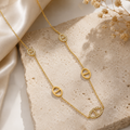 Collier doré à motifs ovales & strass – Acier inoxydable