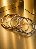 6 Bracelets joncs en acier inoxydable doré et argenté