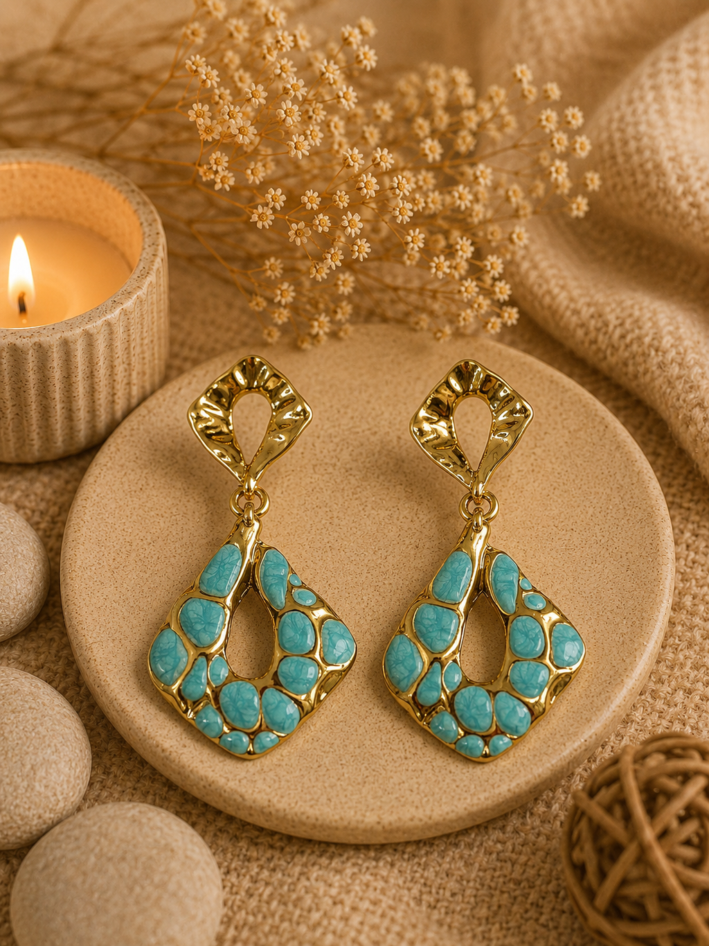 Boucles d'oreilles pendantes losange