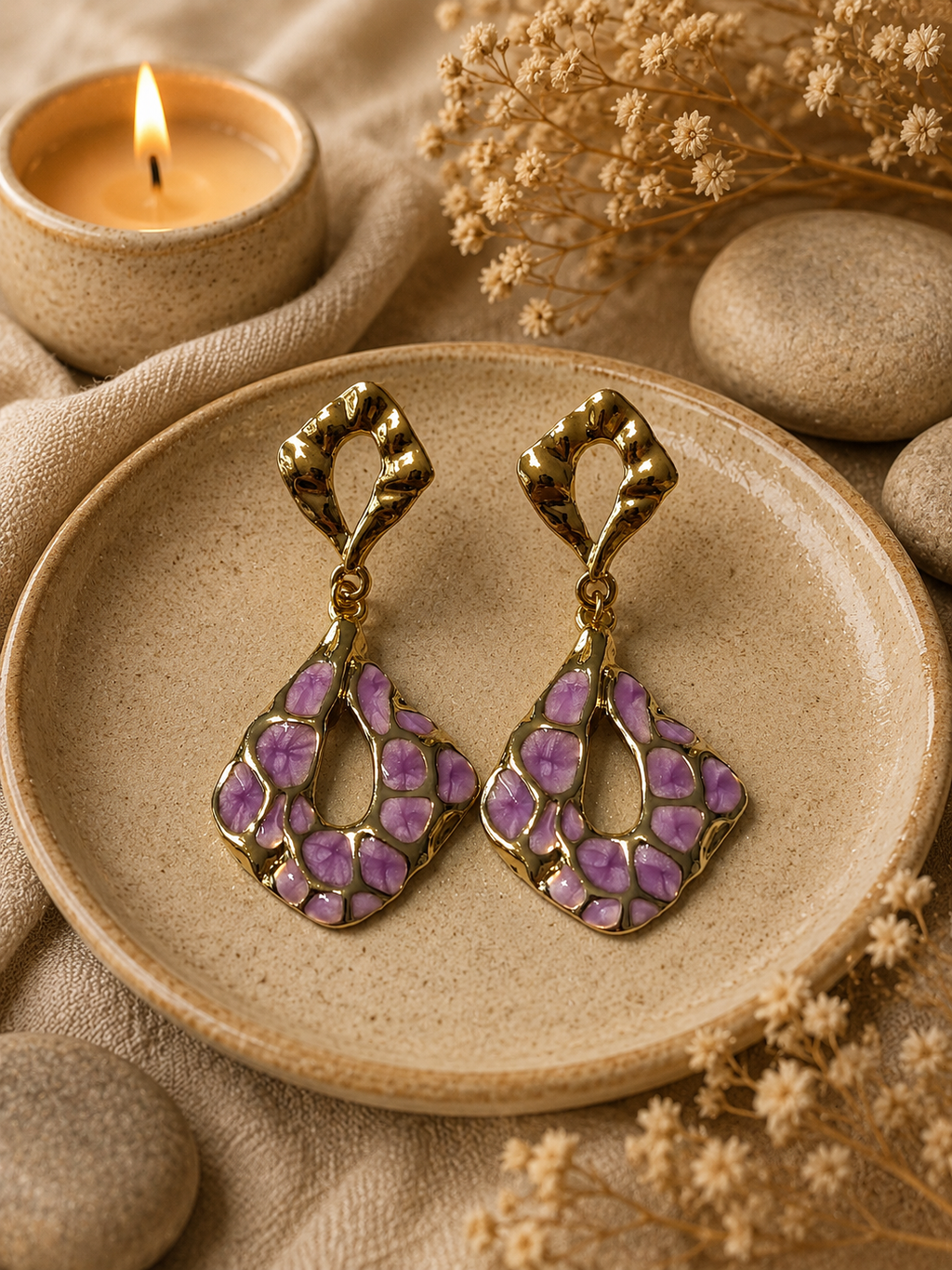 Boucles d'oreilles pendantes losange