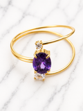 Anello regolabile acciaio inossidabile zircone viola asimmetrico