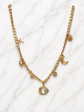 Collana acciaio inossidabile dorato ciondolo sole luna croce cuore