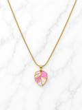 Collana con ciondolo a foglia rosa in acciaio inossidabile