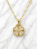 Collana in acciaio inossidabile dorato con quadrifoglio girevole 40 + 5 cm