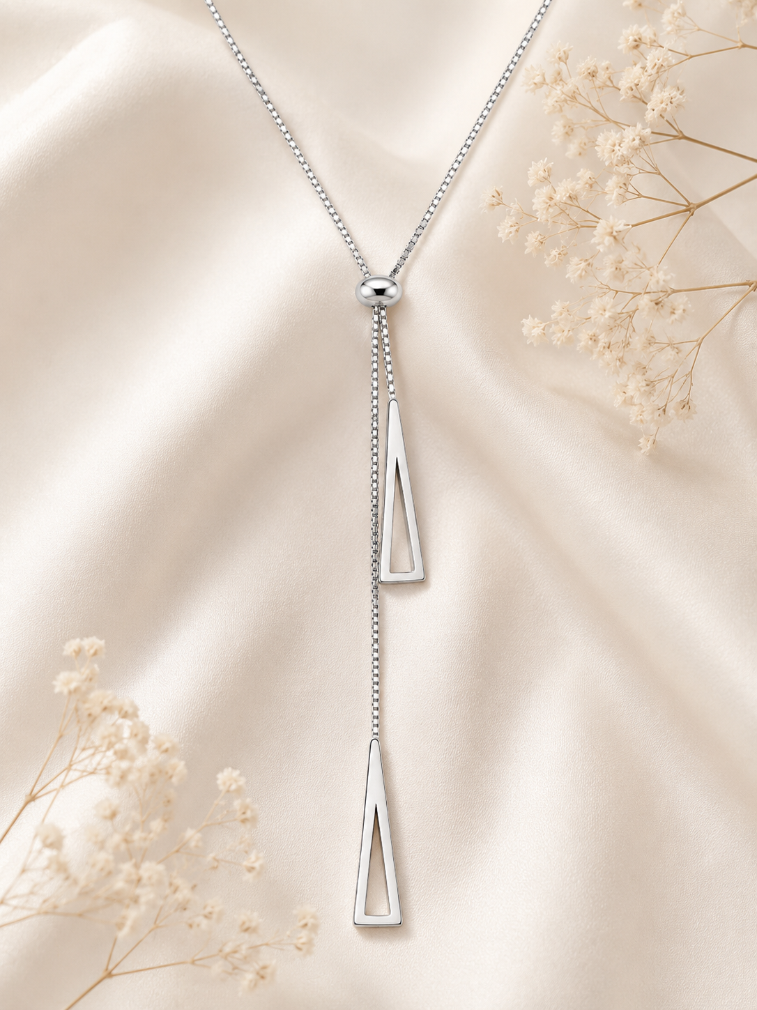 Collier Géométrique en Forme de Y en Acier Inoxydable Argenté – Élégant & Minimaliste