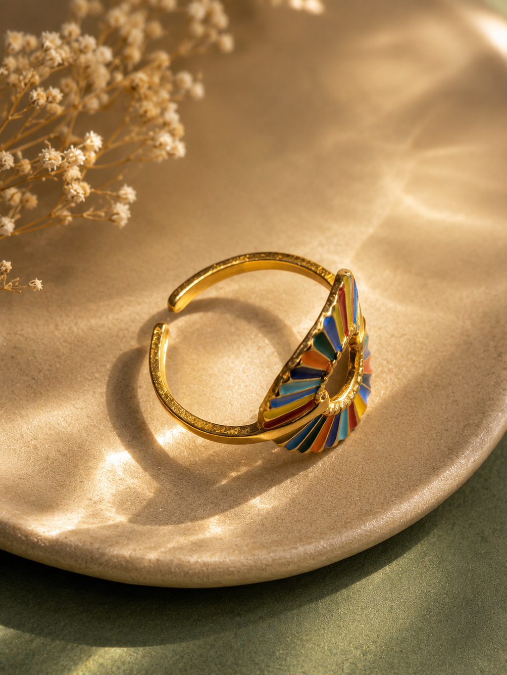 Anello regolabile in acciaio inossidabile sole multicolore