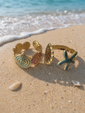 Lot de 2 Bagues Dorées Océan - Étoile de Mer & Coquillage Style Bohème