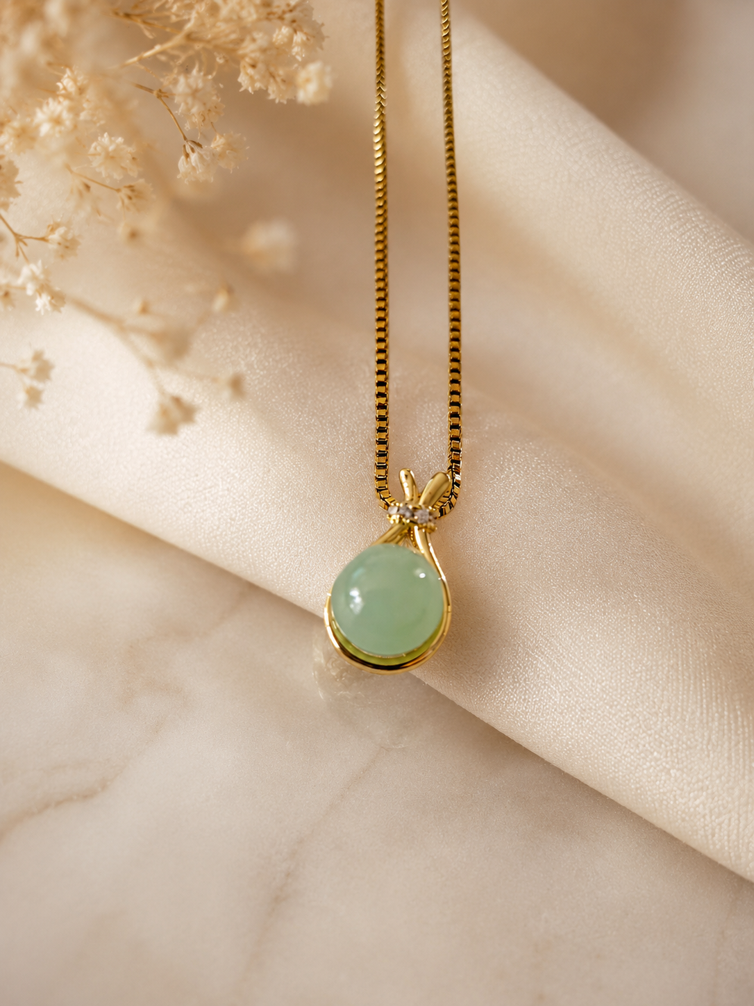 Collier pendentif acier inoxydable doré avec bille