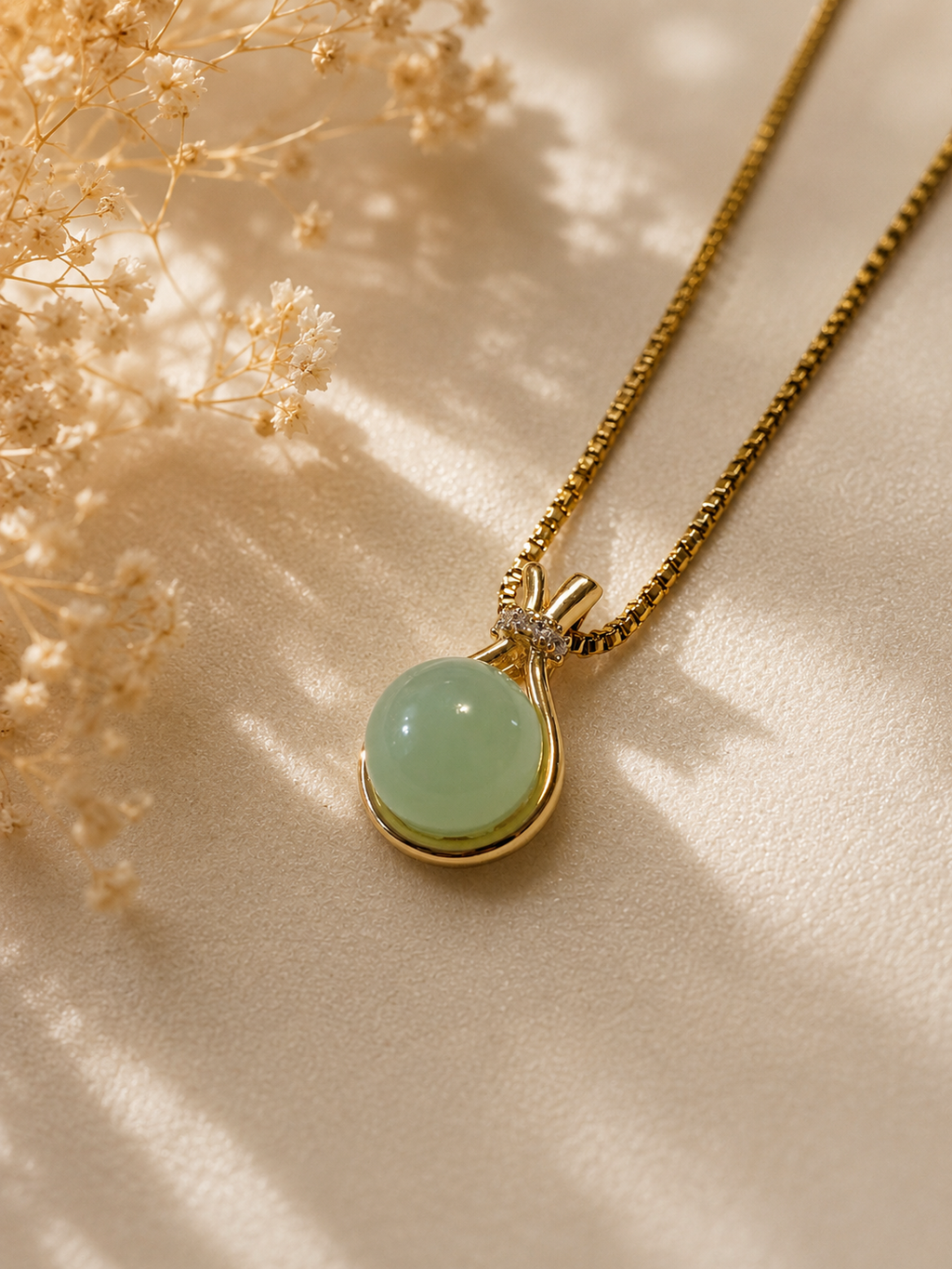 Collier pendentif acier inoxydable doré avec bille