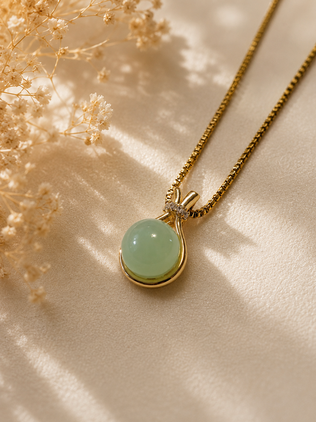 Collier pendentif acier inoxydable doré avec bille