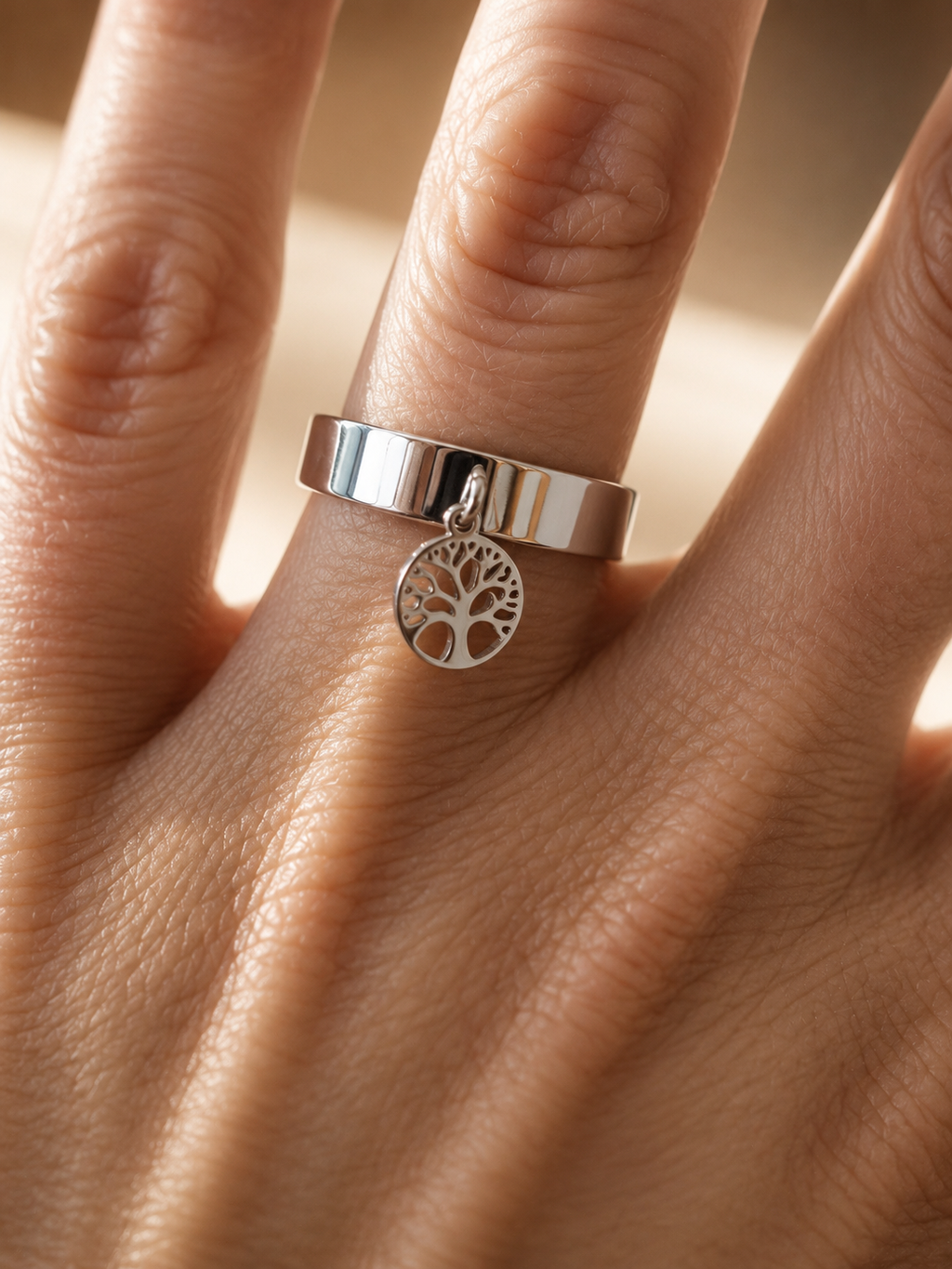 Bague acier inoxydable breloque Arbre de vie