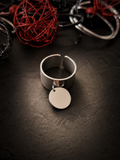 Bague ajustable acier inoxydable breloque ronde argenté