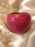 Bague acier inoxydable doré ronde rose taille 54 - 17,2 mm