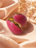 Anello intrecciato in acciaio inossidabile dorato geometrico rosa taglia 55 - 17,5 mm