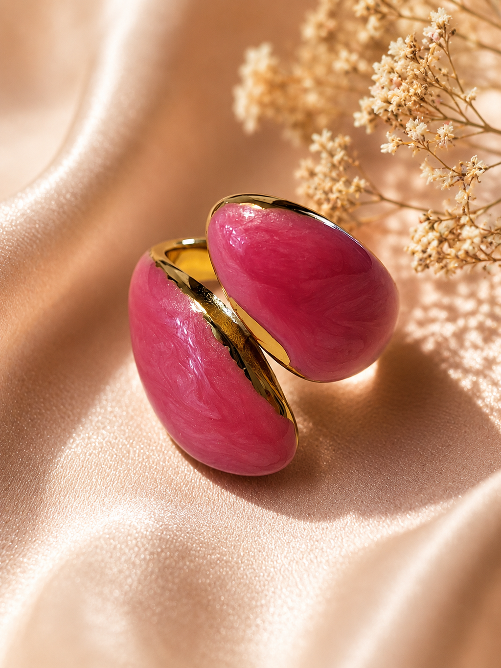 Anello intrecciato in acciaio inossidabile dorato geometrico rosa taglia 55 - 17,5 mm