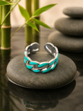 Bague chaîne acier inoxydable turquoise