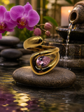 Bague ajustable acier inoxydable doré avec pierre rose