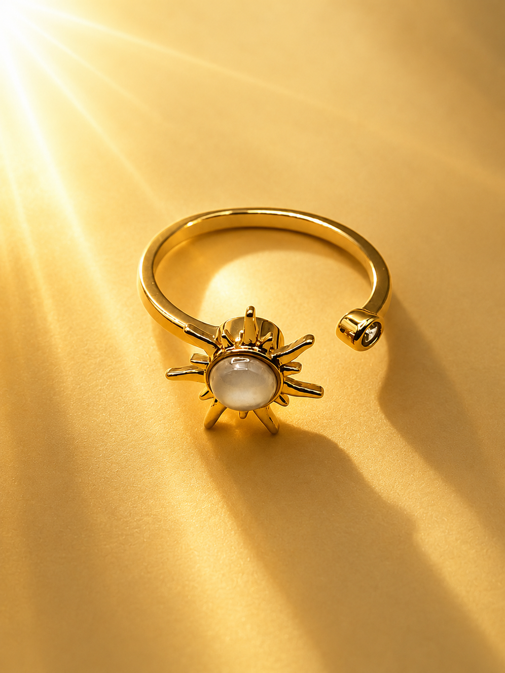Anello aperto acciaio inossidabile dorato sole antistress - il sole gira