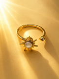 Anello aperto acciaio inossidabile dorato sole antistress - il sole gira
