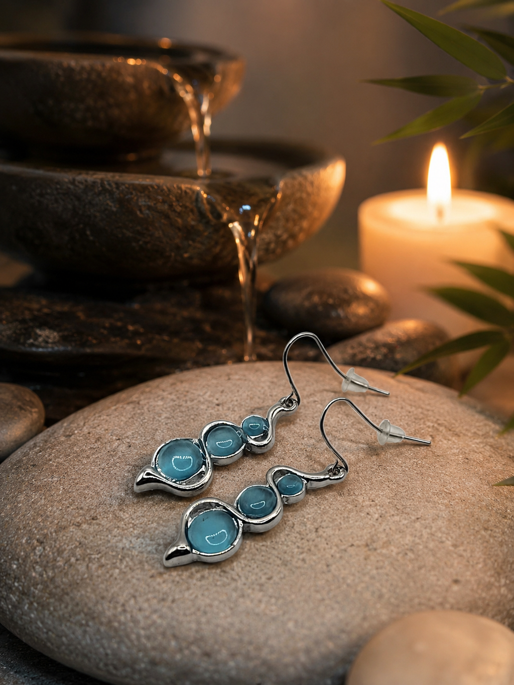 Boucles d'oreilles fantaisie bleues