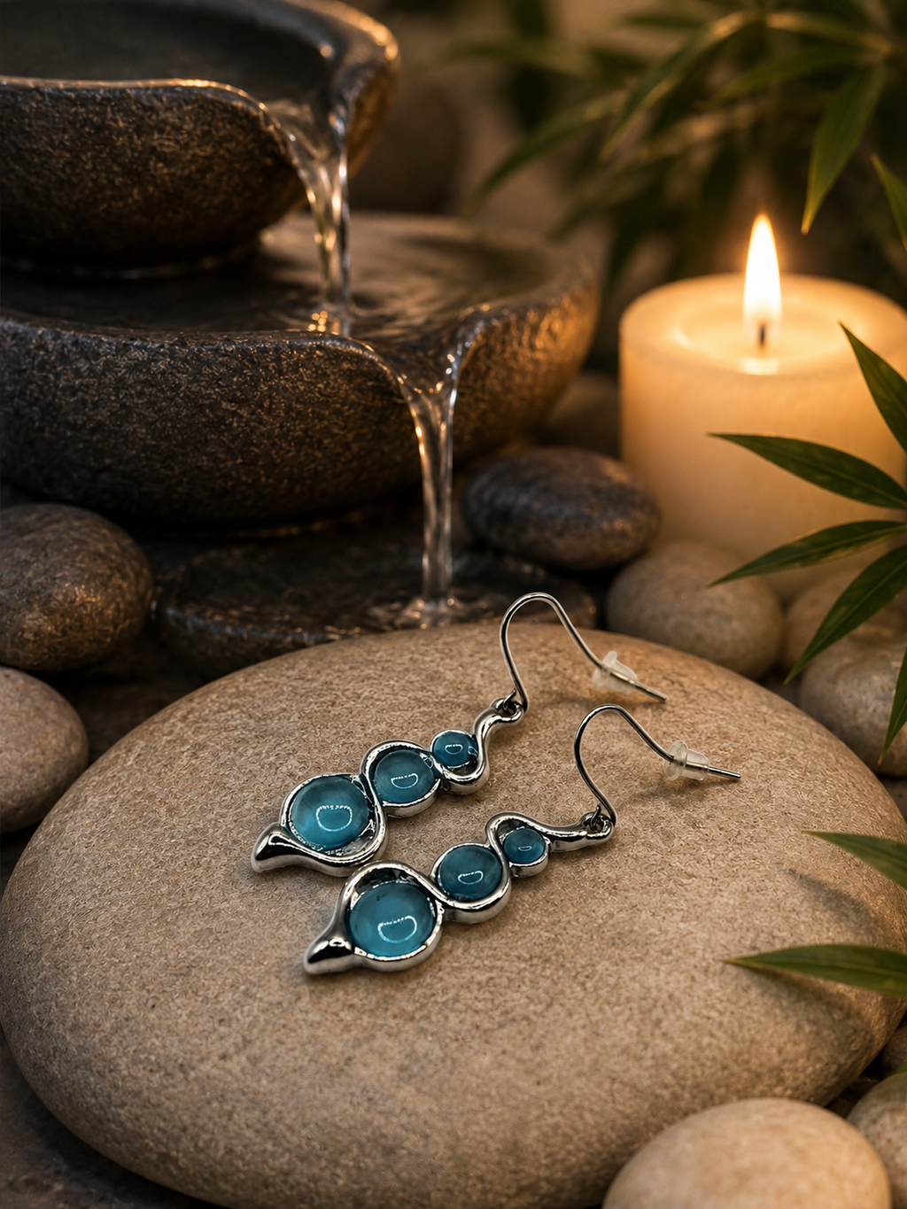 Boucles d'oreilles fantaisie bleues
