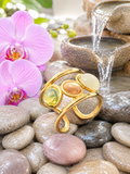 Bague géométrique ajustable en acier inoxydable avec 3 pierres